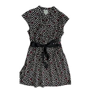 Anthropologie Maeve Odilia Black Floral A Line Tie Mini Dress Collared Medium